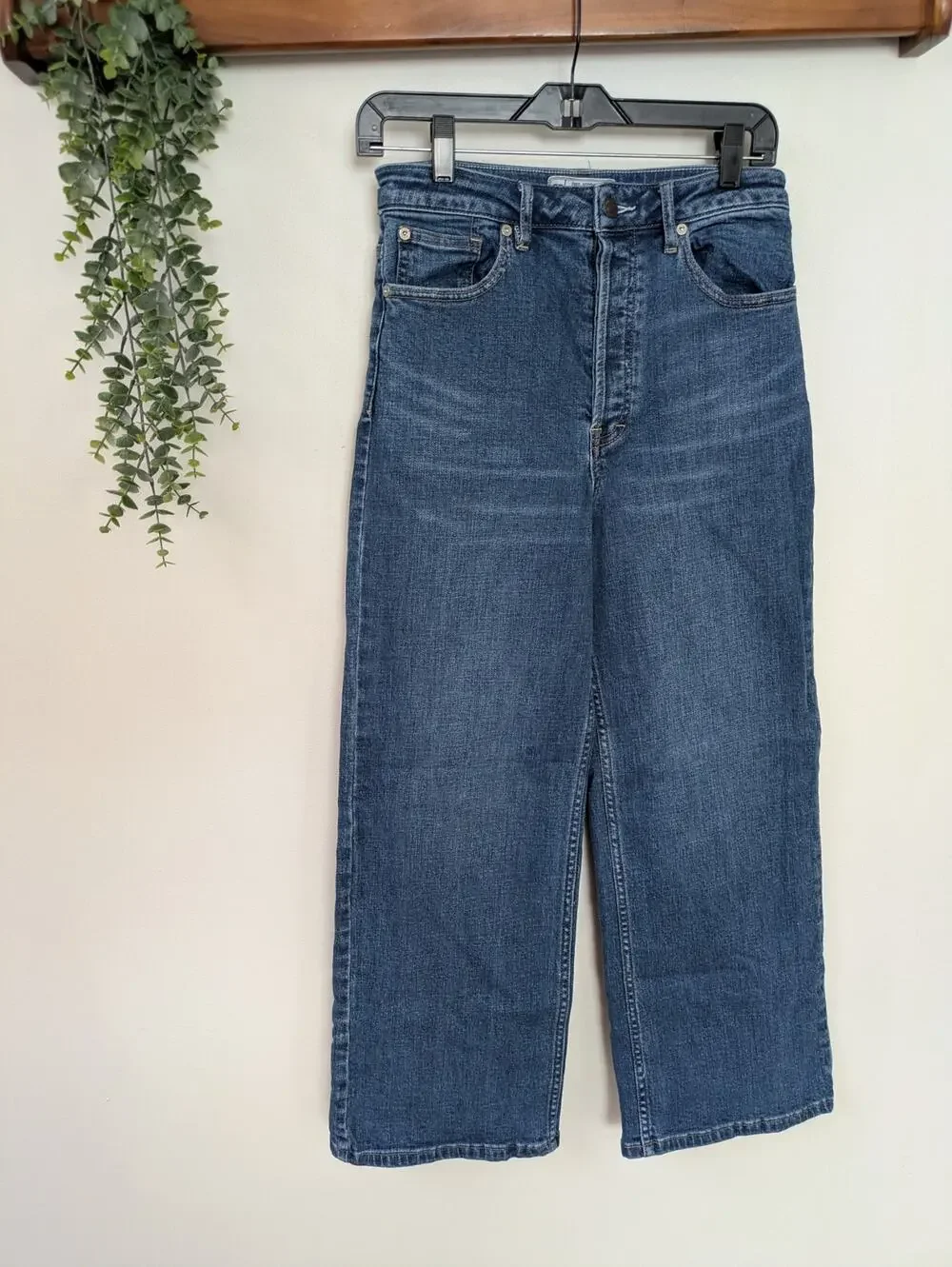 Free People We The Free Wide Leg Straight Jeans Medium Wash Size 27